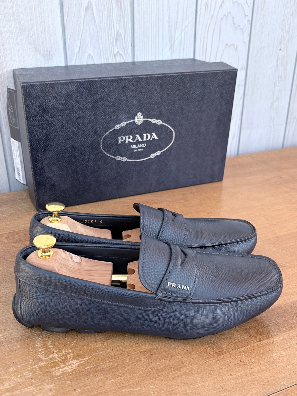 Prada Black Saffiano Leather Penny Loafers for Men - Picture 4 of 6